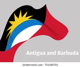 Background with Antigua and Barbuda wavy flag, vector illustration