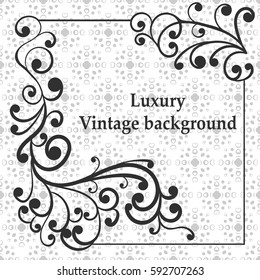 Background with antique, luxury gray ornament and vintage frame