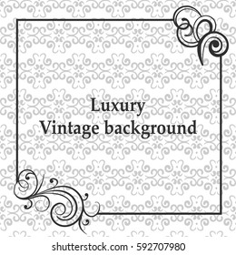 Background with antique, luxury gray ornament and vintage frame