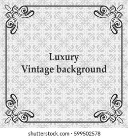 Background with antique, luxury gray ornament and vintage frame