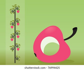 background with apple and abstract tree