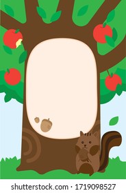 background with apple tree and squirrel house.