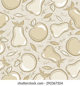 Background with  apples and pears.Ideal for printing onto fabric and paper or scrap booking.