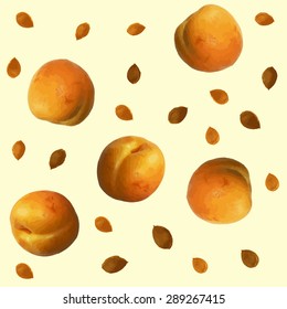 Background with apricot. Hand drawn background. Vector illustration.