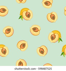 Background with apricot. Seamless. Summer, fruit. Vector illustration.