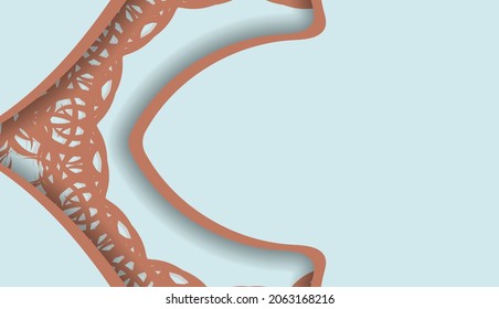 Background in aquamarine color with luxurious coral ornament for design under the text