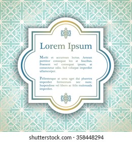Background with arabesque decor - girihlpattern in blue color
