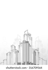 Background architectural vector with drawings of modern city