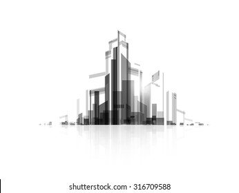 Background architectural vector with drawings of modern city