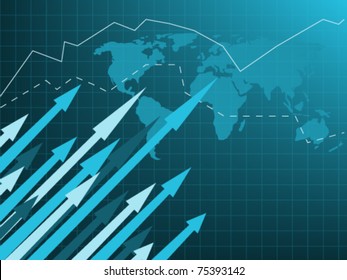 Background with arrows and map - the business concept