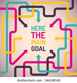 Background with arrows and place for main goal. Vector illustration.