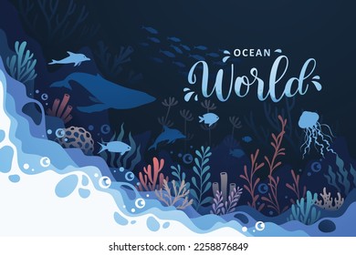 Background art concept of oceans underwater world illustration