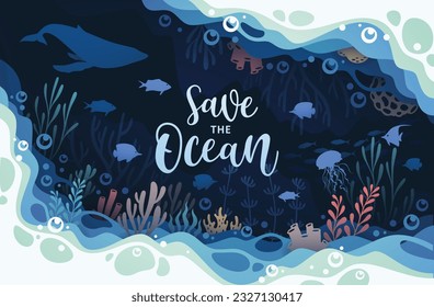 Background art concept of oceans underwater world illustration