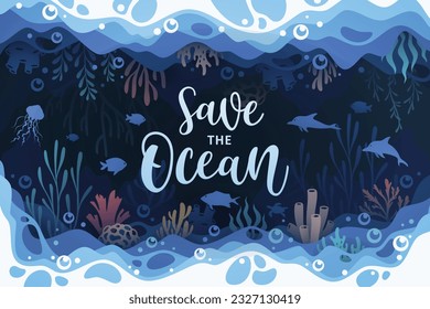 Background art concept of oceans underwater world illustration