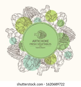 Background with artichoke. Vector hand drawn illustration.