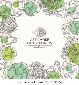 Background with artichoke. Vector hand drawn illustration.