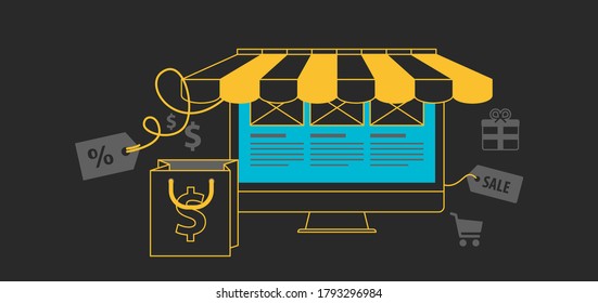 Fondo del elemento de diseño de artículo o página web. Marketplace.