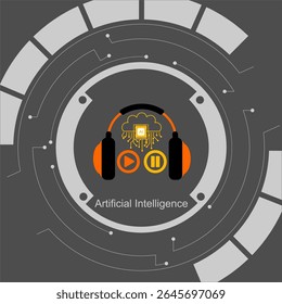 Background of Artificial Intelligence Concept. AI-powered audio assistance and cloud computing. Vector illustration for banner and web template