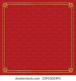 Background with Asian Pattern Border Frame