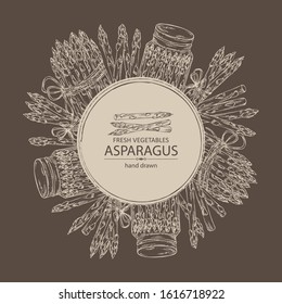 Background with asparagus. Vector hand drawn illustration.