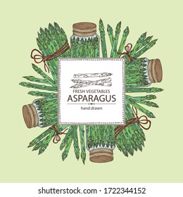 Background with asparagus. Vector hand drawn illustration.
