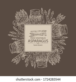 Background with asparagus. Vector hand drawn illustration.