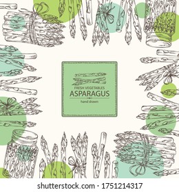 Background with asparagus. Vector hand drawn illustration.