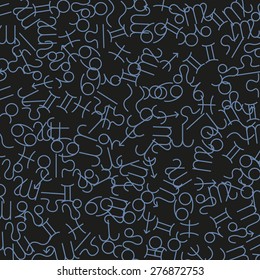 Background of astrological symbols of the zodiac on a dark background