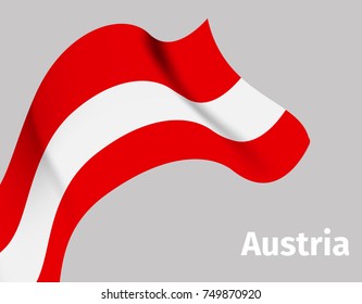 Background with Austria wavy flag on grey, vector illustration