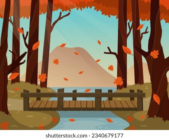 fondo para otoño con un hermoso paisaje forestal y montañoso