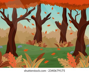 background for autumn with beautiful forest and nature scene