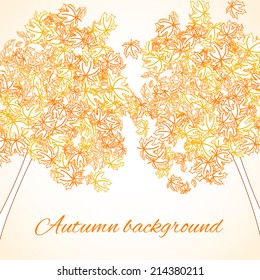 Background with autumn contoured trees