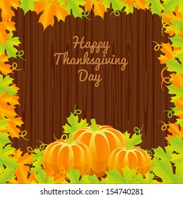 Background autumn harvest of pumpkins and leaves for happy thanksgiving day