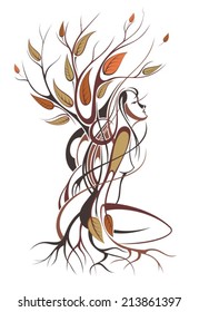 Background of autumn lady