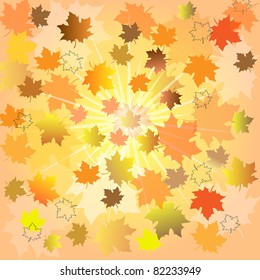 Background with autumn leaves and berries