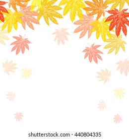 Background with autumn leaves in different colors: red, orange, yellow. Background illustration for your ads fall with falling leaves