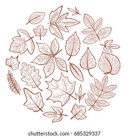 Background with autumn leaves, hello autumn. Vector