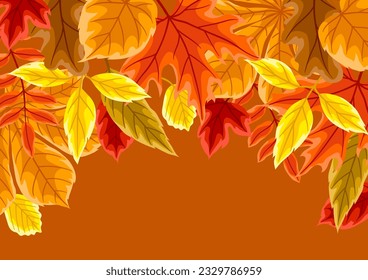 Background with autumn leaves. Illustration with various foliage.