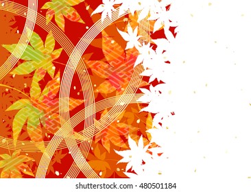 Background of autumn leaves and a Japanese style decoration