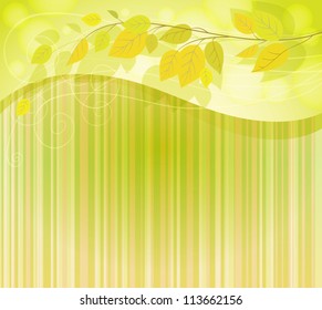 background, autumn leaves on branch, vector