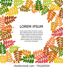 Background with autumn leaves with a place in the center for your text. Vector illustration.
