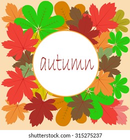 Background of autumn leaves in shape for 
greeting cards and posters