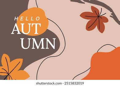 Background Autumn leaves uses this abstract artwork in warm tones of orange, beige, and charcoal. Ideal for capturing the coziness and elegance of the fall season