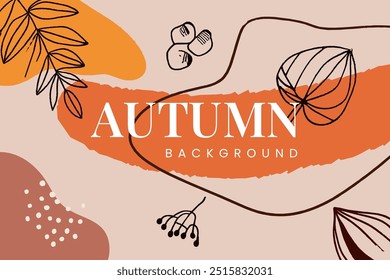 Background Autumn leaves uses this abstract artwork in warm tones of orange, beige, and charcoal. Ideal for capturing the coziness and elegance of the fall season