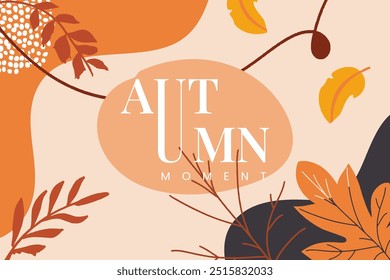 Background Autumn leaves uses this abstract artwork in warm tones of orange, beige, and charcoal. Ideal for capturing the coziness and elegance of the fall season