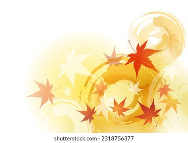 Background with autumn maple leaves and ripples, vector illustration