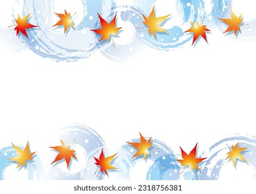 Background with autumn maple leaves and ripples, vector illustration