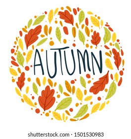 Background autumn An oak leaf on a white background. Vector illustration