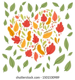 Background autumn An oak leaf on a white background. Vector illustration