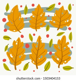 Background autumn An oak leaf on a white background. Vector illustration
